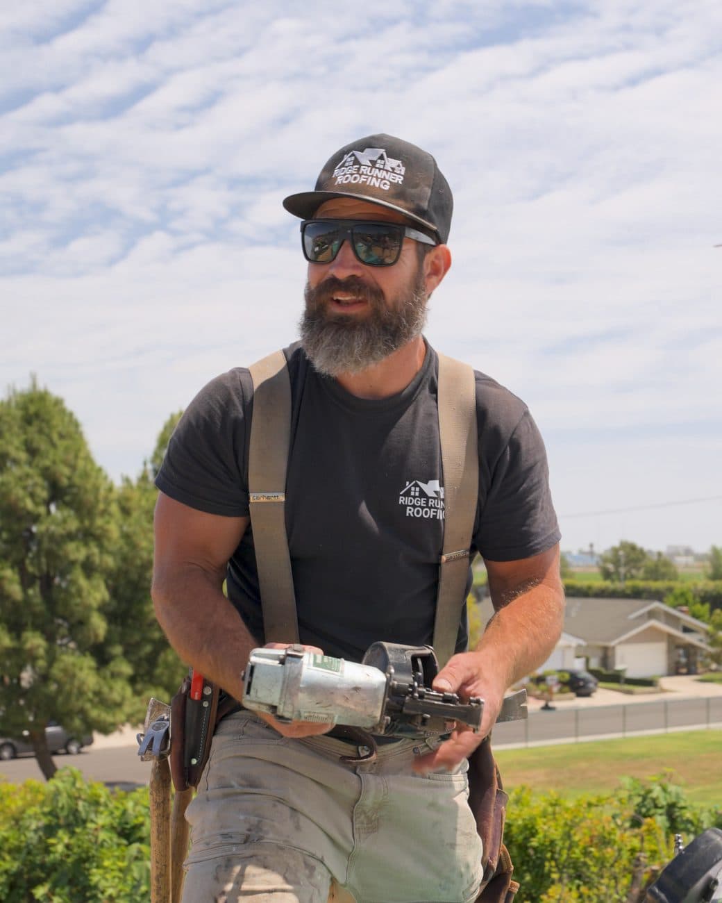 Mike Zomerfeld of Ridge Runner Roofing on a residential roof