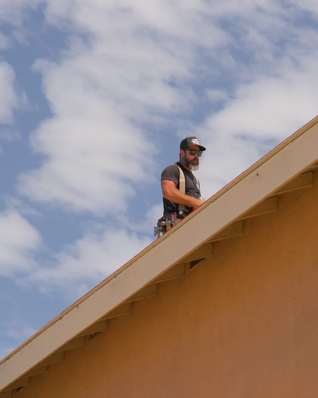 Residential roofing work in a Long Beach, California coastal neighborhood