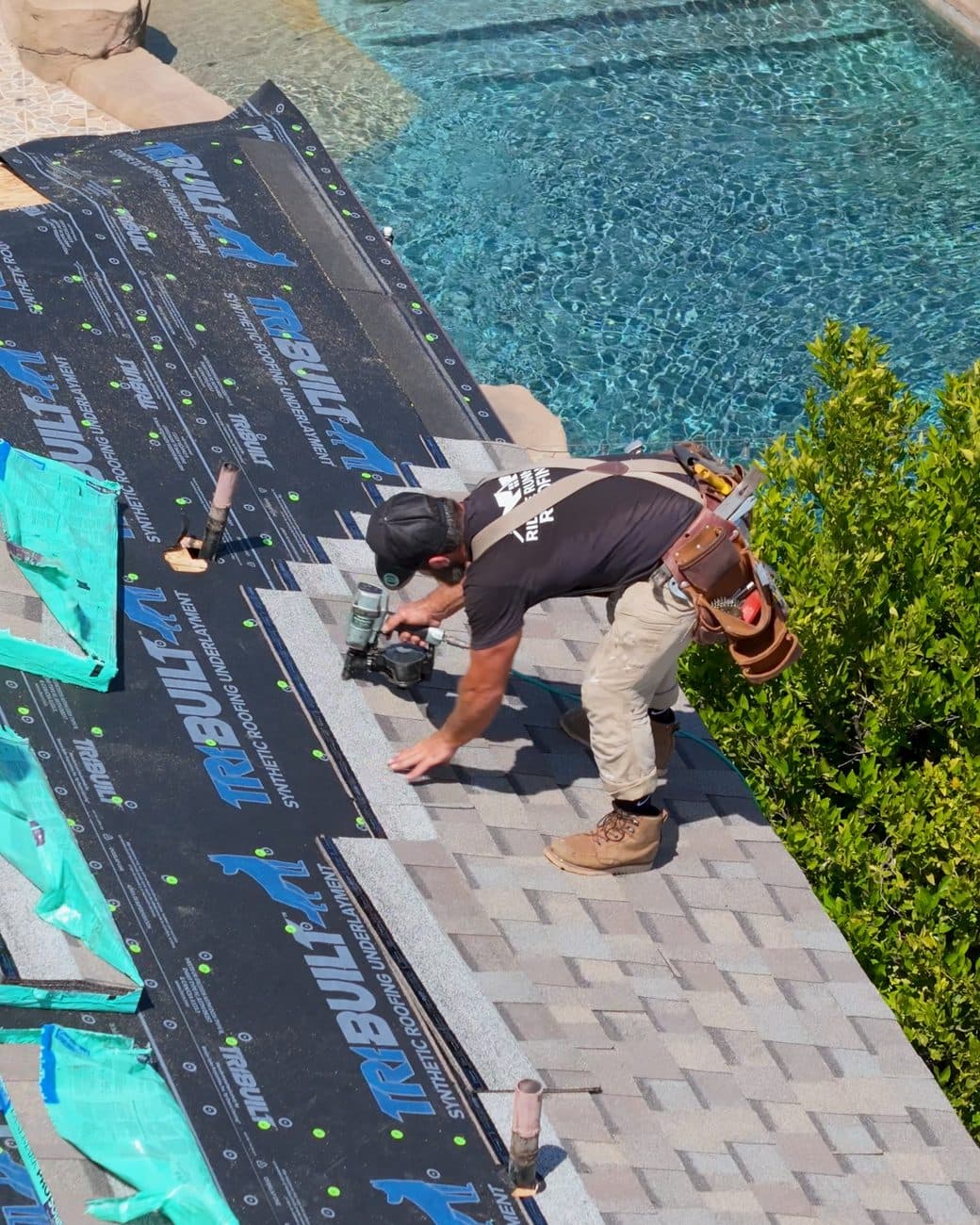 Tile roof installation in progress on a coastal Southern California home